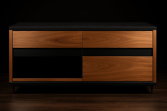 Credenza de Nogal con Cubierta de Granito Negro