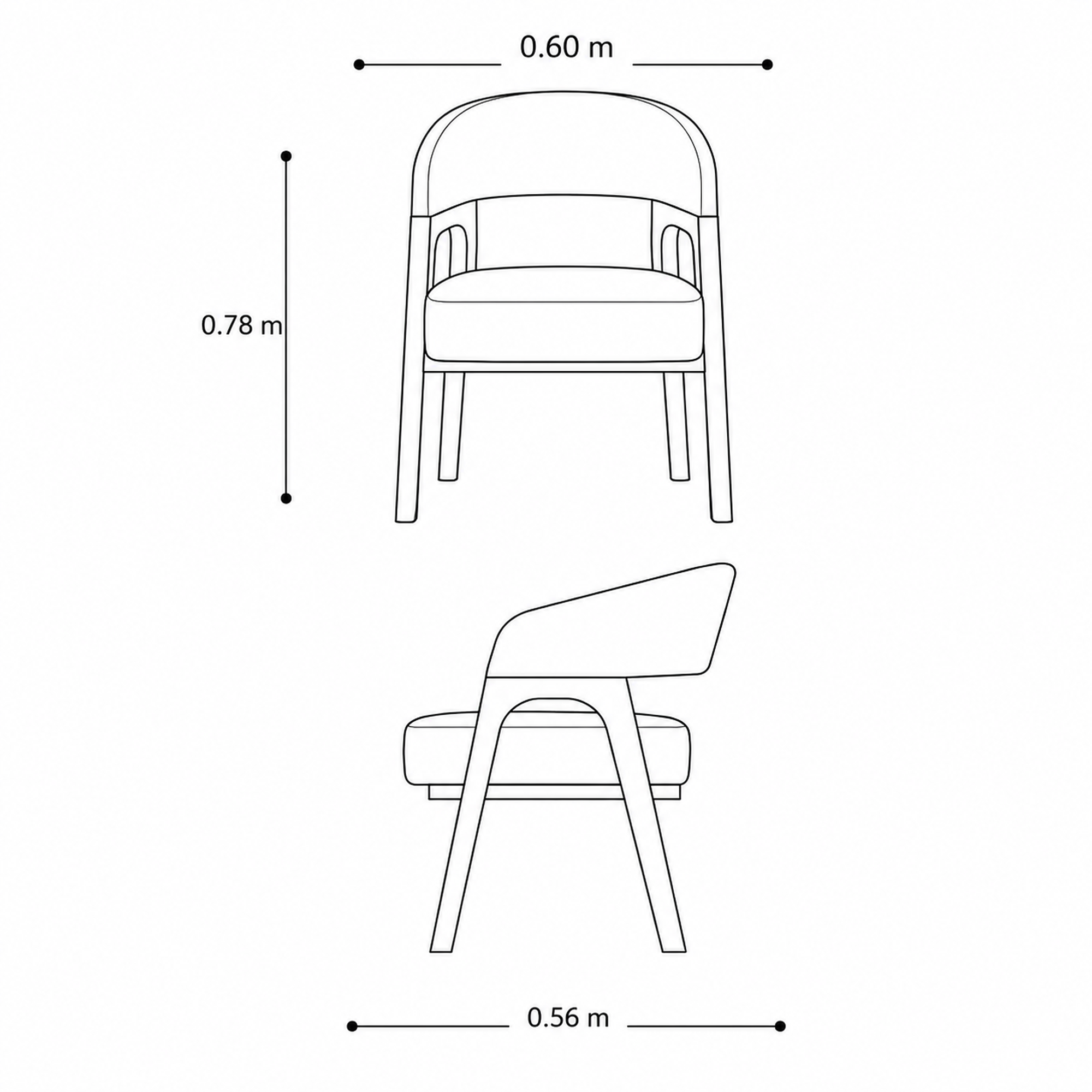 Vista en perspectiva de la Silla Virelli. Silla auxiliar de diseño contemporáneo con estructura de madera maciza y asiento tapizado por BRARIO.
